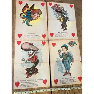 Antique vintage vinegar valentines penny dreaful lot of 4
